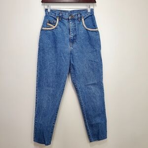 Vintage Blue Zone High-Waist Blue Denim Women’s Jeans with Contrast Trim